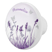 ラベンダーの花の分野-蝶々が個人の好みに合う セラミックノブ (右)