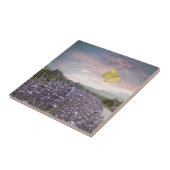 ラベンダーの花の分野、青空、ピンクの日没、 タイル (側面)