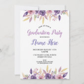 ラベンダーの花の卒業パーティーの招待の花 招待状 (正面)