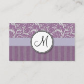 ラベンダーの花の小束はモノグラムと及び縞で飾ります 名刺 (裏面)