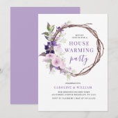 ラベンダーの花の新築祝い 招待状 (正面/裏面)