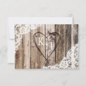 ラベンダーの花の木のレースの素朴なRSVPカード 出欠カード (裏面)