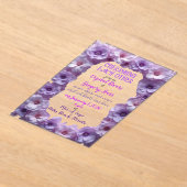 ラベンダーの花の枠を互いに大切にする アクリル招待状 (レイダウン)