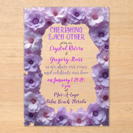 ラベンダーの花の枠を互いに大切にする アクリル招待状