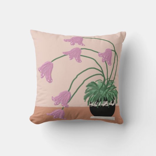 ラベンダーの花の植木鉢 クッション (正面)