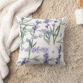 ラベンダーの花の植物の水彩画の芸術の青の薄紫 クッション (ブランケット)