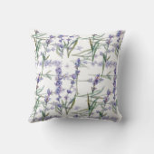 ラベンダーの花の植物の水彩画の芸術の青の薄紫 クッション (裏面)