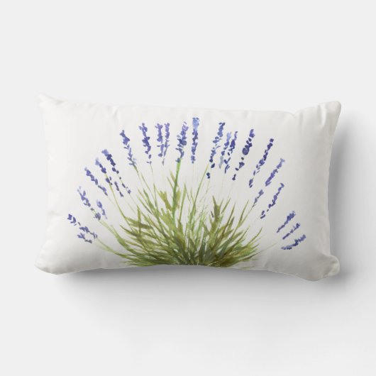 ラベンダーの花の水色のハーブ紫のフローラ ランバークッション (裏面)