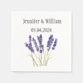 ラベンダーの花の水色のハーブ紫結婚の スタンダードカクテルナプキン (正面)
