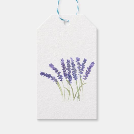 ラベンダーの花の水色の素朴なハーブ ギフトタグ (正面)