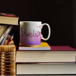 ラベンダーの花の水色コーヒーマグ コーヒーマグカップ