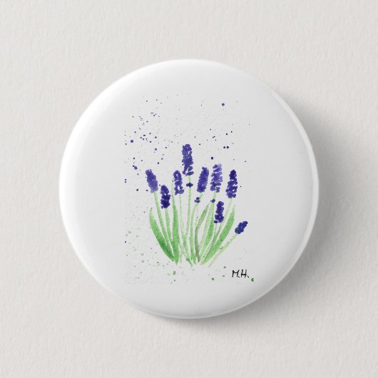 ラベンダーの花の水色 缶バッジ (正面)