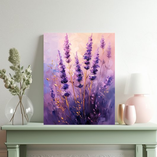 ラベンダーの花の油絵肖像画 キャンバスプリント