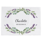 ラベンダーの花の緑の花嫁 ラージペーパーバッグ (裏面)