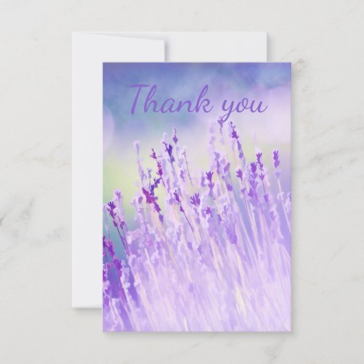 ラベンダーの花の美しい畑をありがとう サンキューカード (正面)