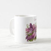 ラベンダーの花の美しい花柄ミニマリストデザイン コーヒーマグカップ (正面左)