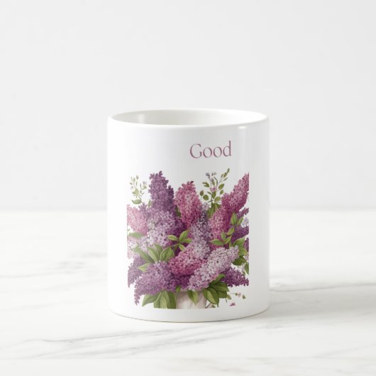 ラベンダーの花の美しい花柄ミニマリストデザイン コーヒーマグカップ (中央)