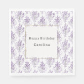 ラベンダーの花の誕生日おめでとう スタンダードランチョンナプキン (正面)