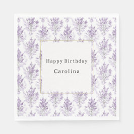 ラベンダーの花の誕生日おめでとう スタンダードランチョンナプキン