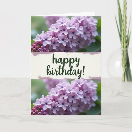 ラベンダーの花の誕生日カード カード (正面)