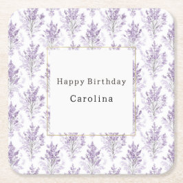 ラベンダーの花の誕生日 スクエアペーパーコースター