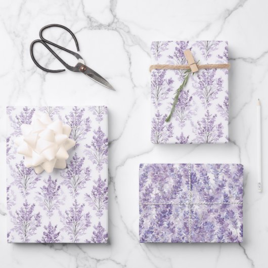 ラベンダーの花の誕生日 ラッピングペーパーシート (正面)
