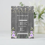 ラベンダーの花の魅力的なバーンワッド ウェディング 出欠カード (スタンド正面)