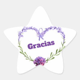 ラベンダーの花の「Gracias」星型ステッカー 星シール