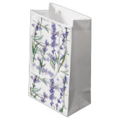 ラベンダーの花は文字-植物の水彩画--をカスタマイズ スモールペーパーバッグ (裏面アングル)