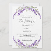 ラベンダーの花は紫結婚色の贅沢 招待状 (正面)