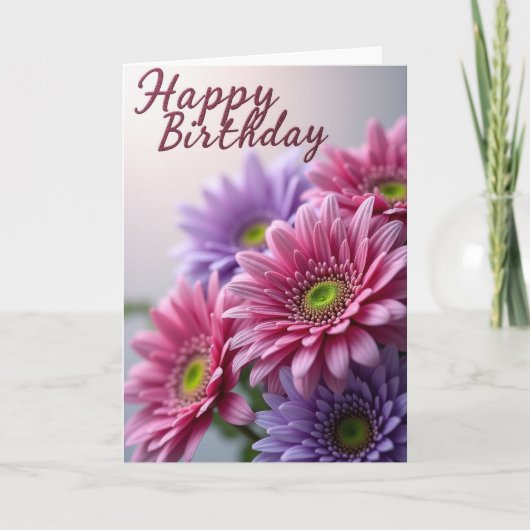 ラベンダーの花びら 誕生日カード カード (正面)