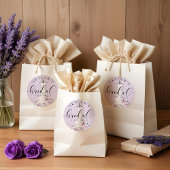 ラベンダーの花をあしらった白のウェディングドレス　ブライズシャワー ラウンドシール