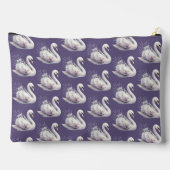 ラベンダーの花を添えた水彩のスワン アクセサリーポーチ (裏面)