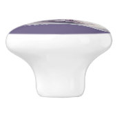 ラベンダーの花を添えた水彩のスワン セラミックノブ (側面)