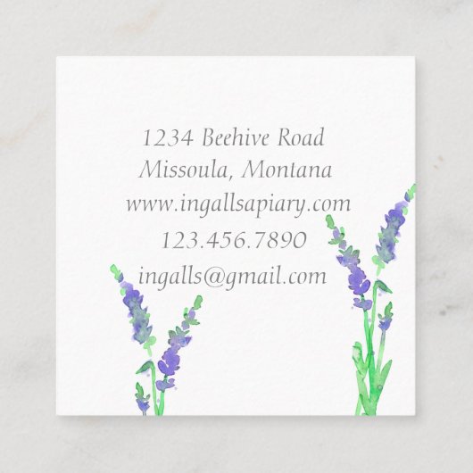 ラベンダーの花アピアス野花ハチミツ スクエア名刺 (裏面)