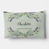 ラベンダーの花セージ緑の名前モノグラム アクセサリーポーチ (裏面)