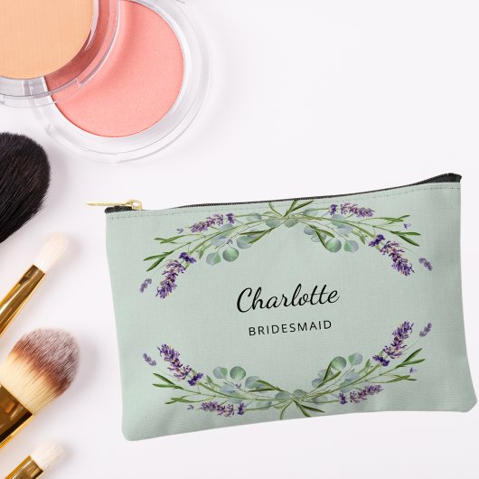 ラベンダーの花セージ緑の花嫁メイド アクセサリーポーチ