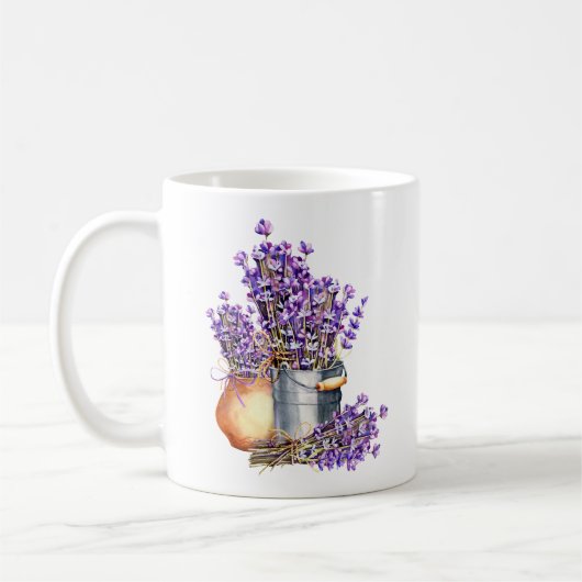 ラベンダーの花マグカップ コーヒーマグカップ (左)