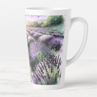 ラベンダーの花咲く静謐なマグカップ カフェラテマグ
