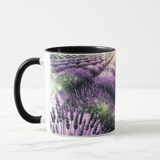 ラベンダーの花咲く静謐なマグカップ マグカップ (左)