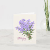 ラベンダーの花束の手書きフォールドカード サンキューカード (正面)