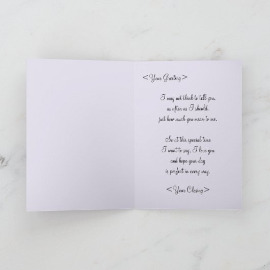 ラベンダーの花束の母の日 カード (内部)