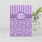 ラベンダーの花柄のストライプのモノグラムのな招待状 招待状 (スタンド正面)