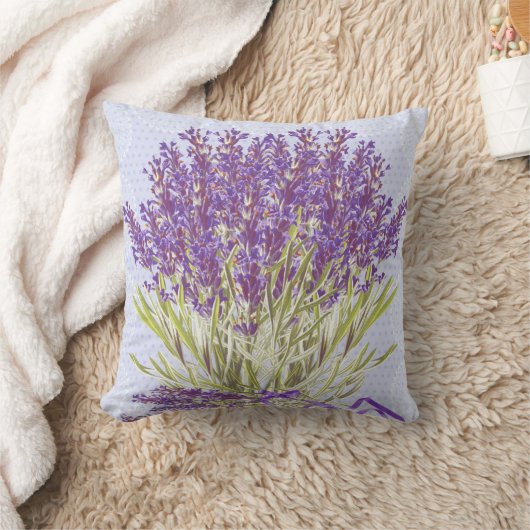 ラベンダーの花柄の枕 クッション (ブランケット)