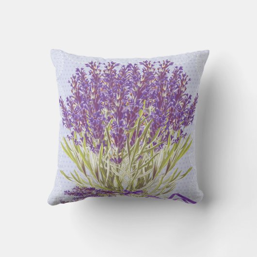 ラベンダーの花柄の枕 クッション (裏面)