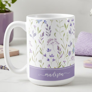ラベンダーの花柄 オーダーメイド マグカップ
