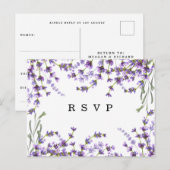 ラベンダーの花模様のbohoの結婚式のrsvpの郵便はがき インビテーションポストカード (正面/裏面)