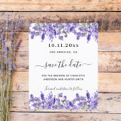 ラベンダーの花模様ウェディングは日付カードを保存