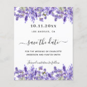 ラベンダーの花模様ウェディングは日付カードを保存 (正面)