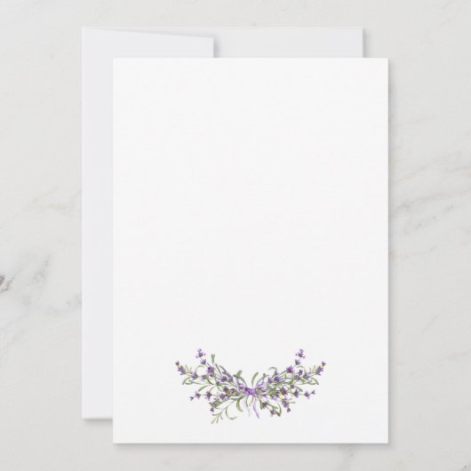 ラベンダーの花模様モダン達の招待状を開く 招待状 (裏面)
